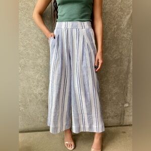 Sundry striped blue and white pullon wide leg ankle pants 3